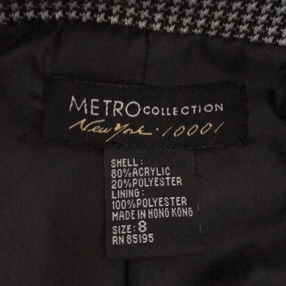 VTG 80's Houndstooth Knit Zip-Up Fitted Jacket Sz 8 - Picture 7 of 9